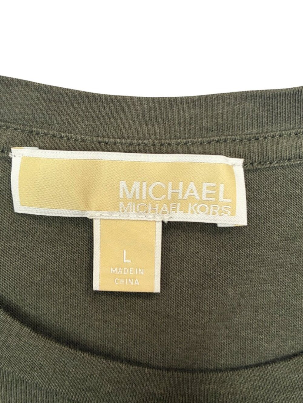 MICHAEL Michael Kors Women's L Olive Green Tie Sleeve Top Quiet Luxury Casual - Picture 3 of 12
